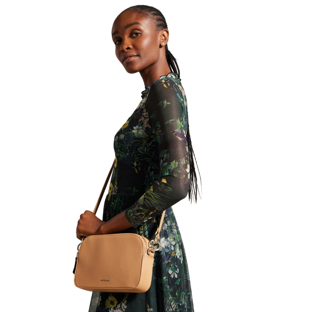 Ted Baker Darcelo Branded Webbing Leather Taupe Camera Bag