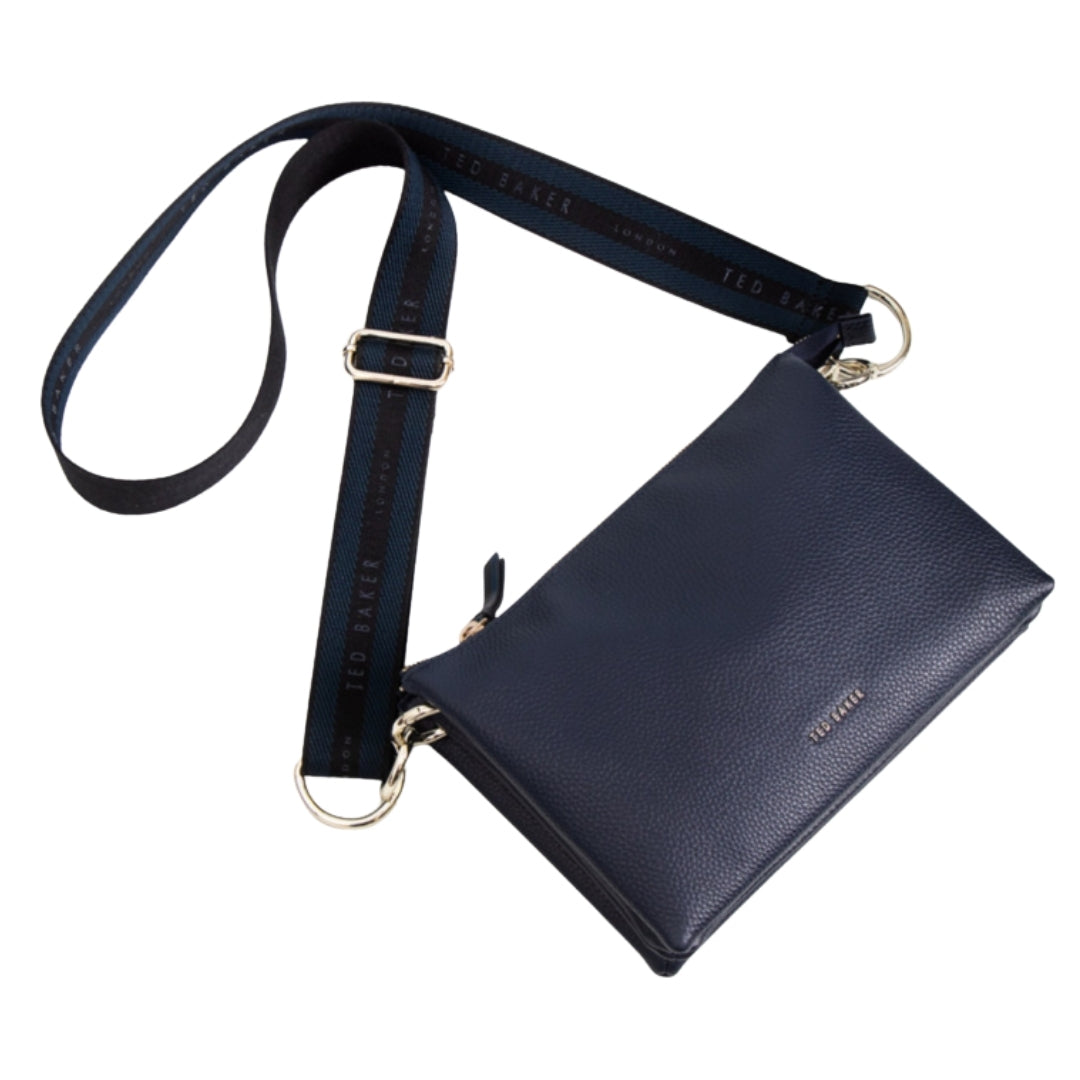Ted Baker Darceyy Branded Webbing Leather Dark Blue Crossbody Bag