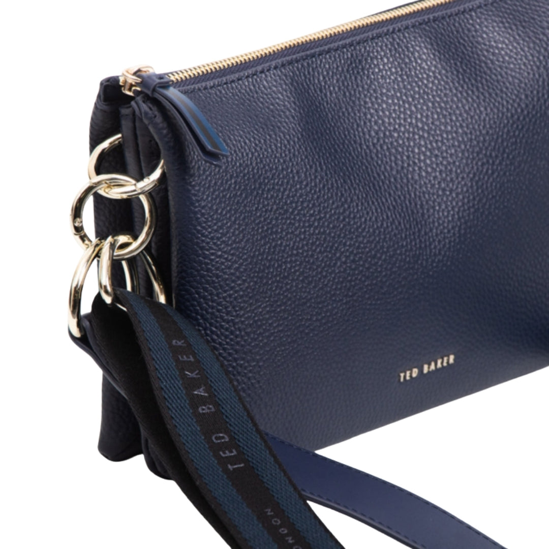 Ted Baker Darceyy Branded Webbing Leather Dark Blue Crossbody Bag