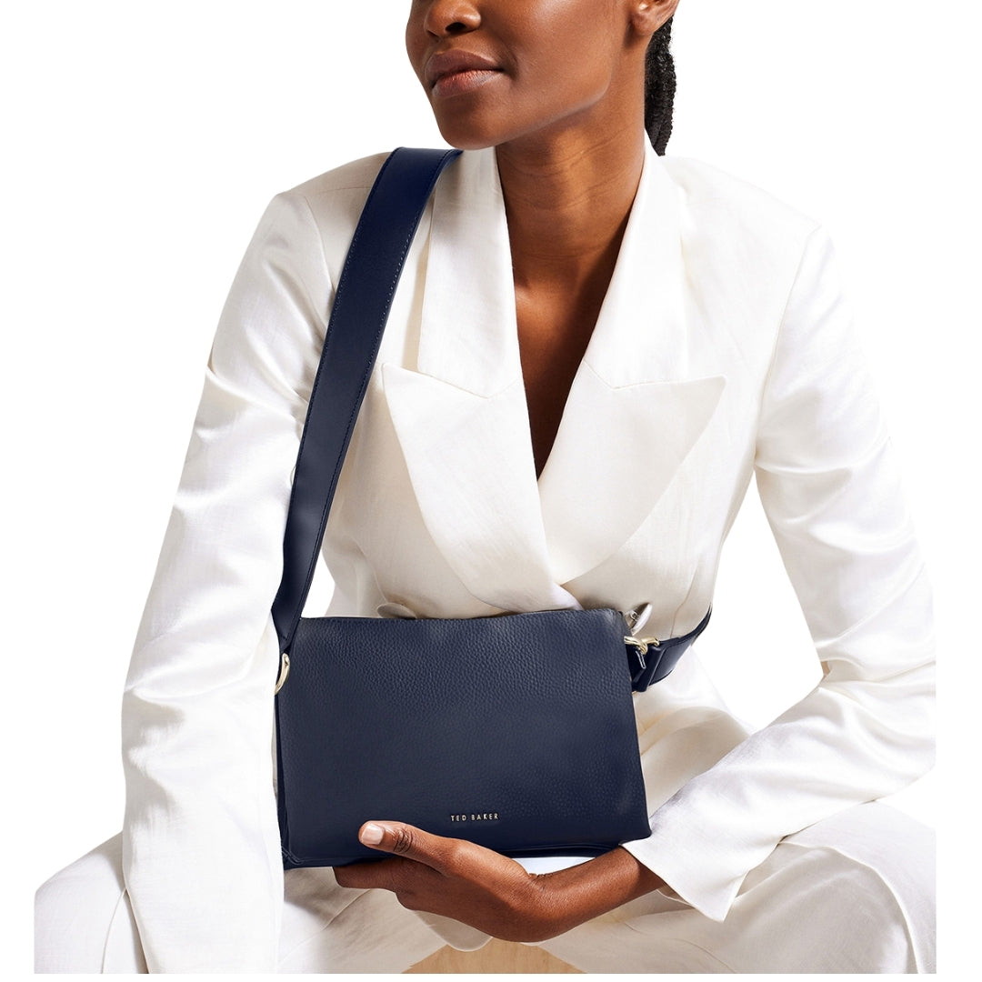 Ted Baker Darceyy Branded Webbing Leather Dark Blue Crossbody Bag