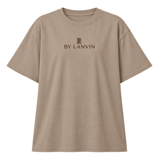 By Lanvin Embroidered Central Logo Taupe T-Shirt XS