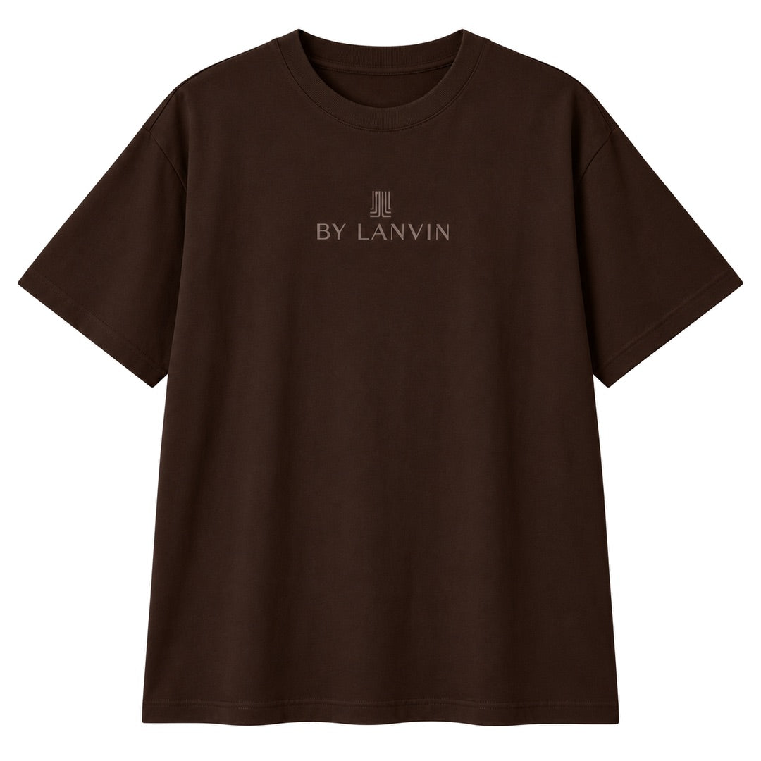 By Lanvin Embroidered Central Logo Dark Brown T-Shirt XS