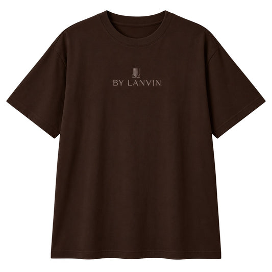 By Lanvin Embroidered Central Logo Dark Brown T-Shirt XS