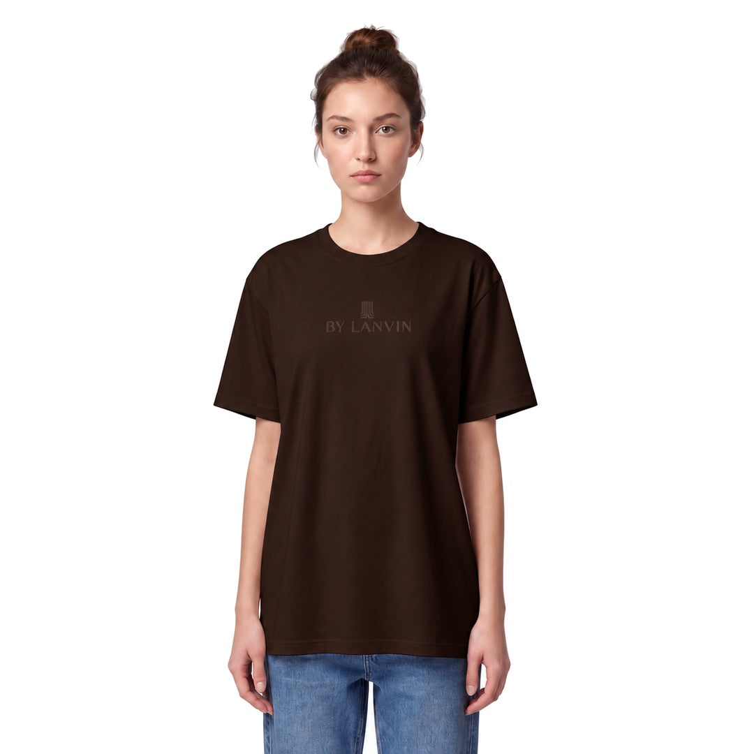 By Lanvin Embroidered Central Logo Dark Brown T-Shirt XS