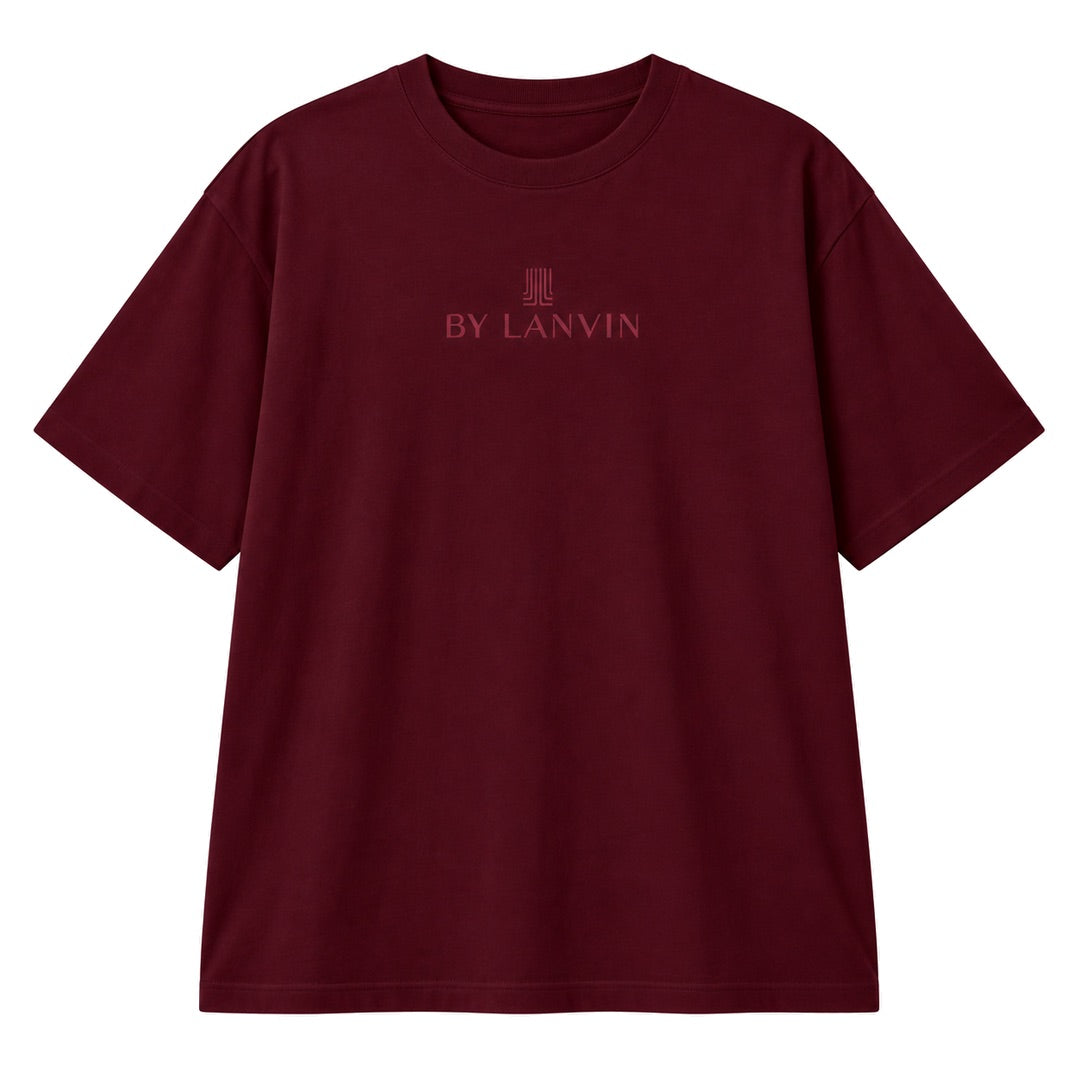 By Lanvin Embroidered Central Logo Burgundy T-Shirt XS