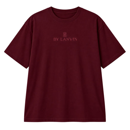 By Lanvin Embroidered Central Logo Burgundy T-Shirt XS