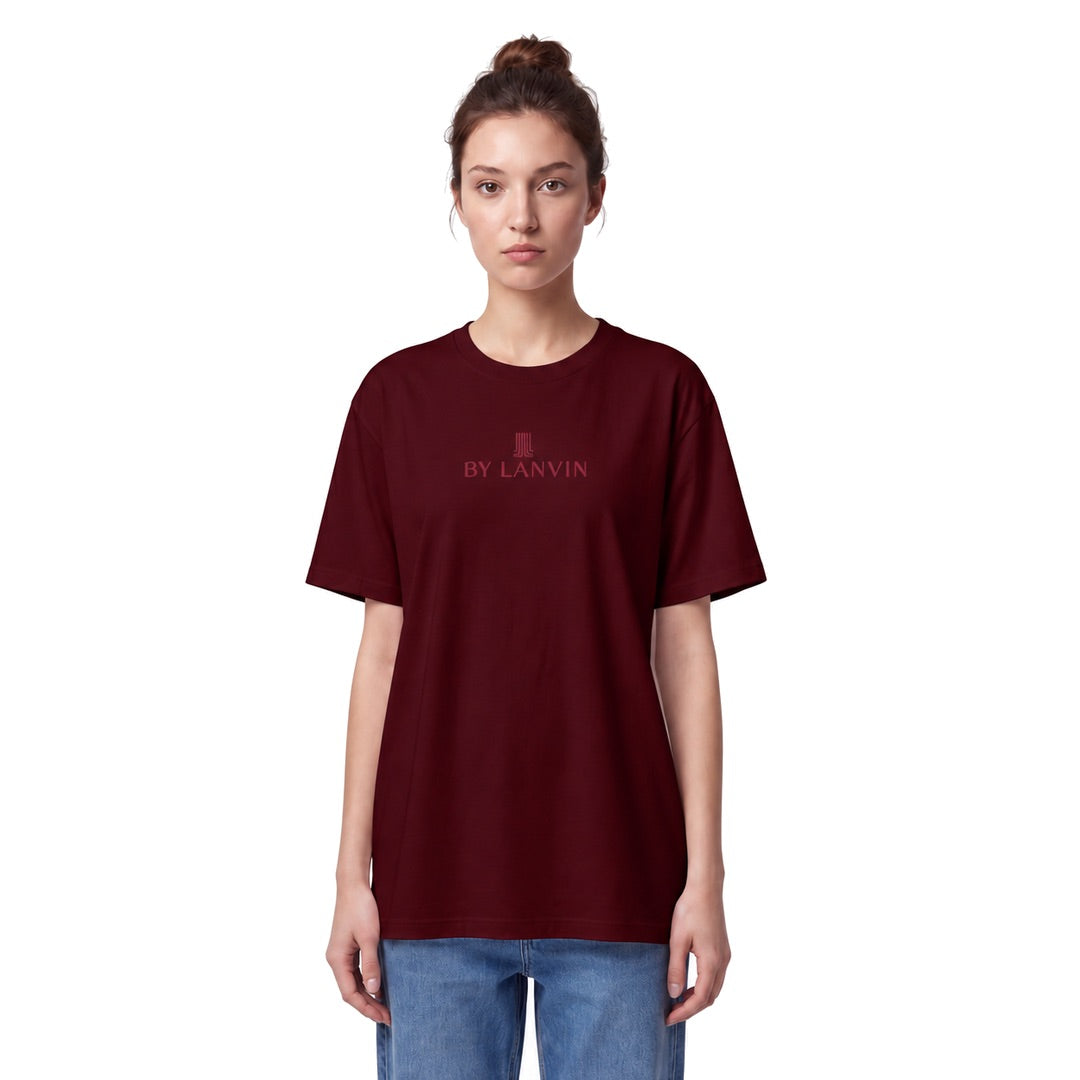 By Lanvin Embroidered Central Logo Burgundy T-Shirt XS