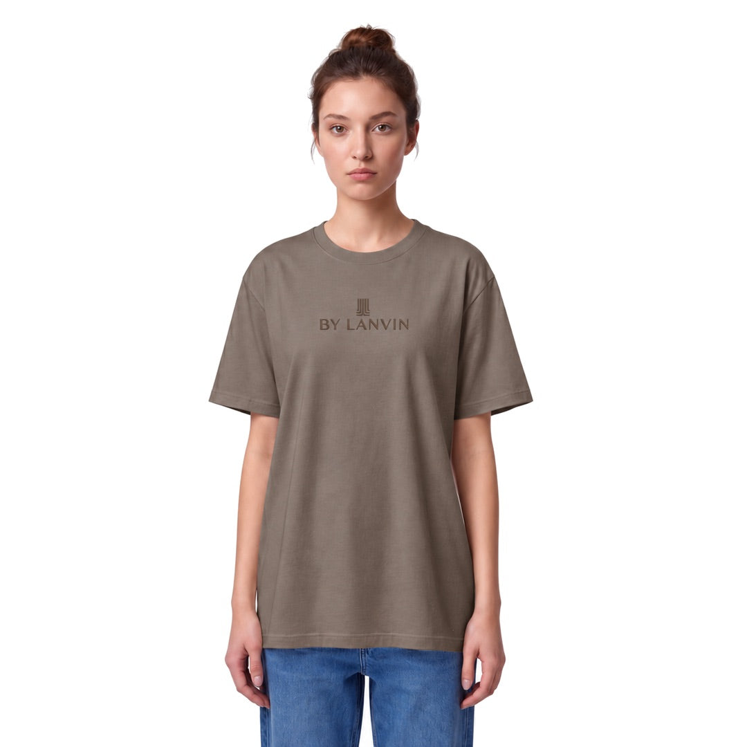 By Lanvin Embroidered Central Logo Brown T-Shirt XS