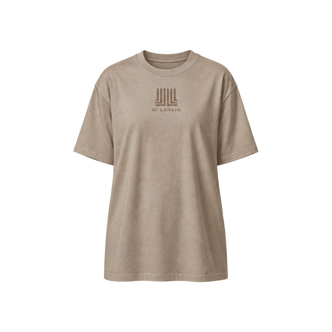 By Lanvin Printed Central Logo Taupe T-Shirt XS