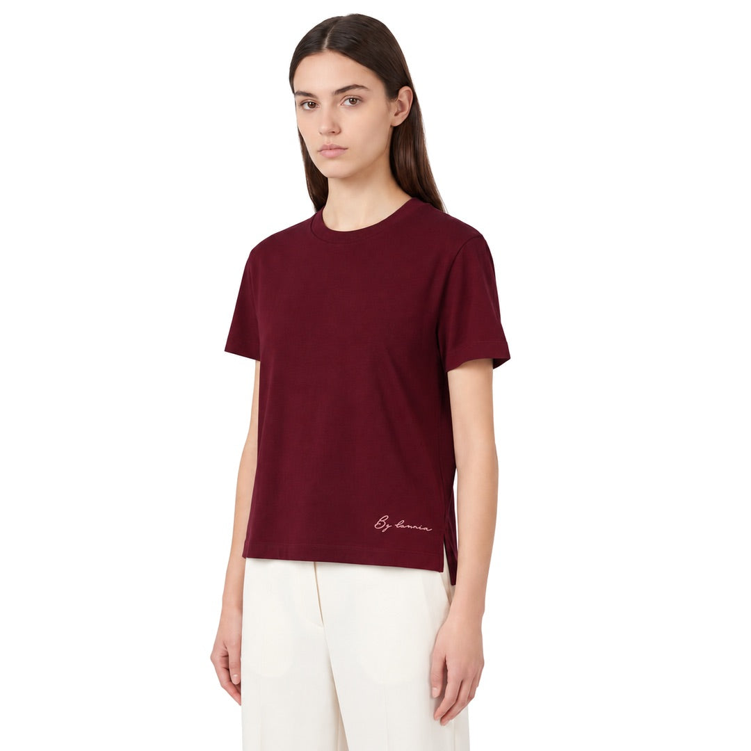 By Lanvin Small Signature Logo Burgundy T-Shirt XS