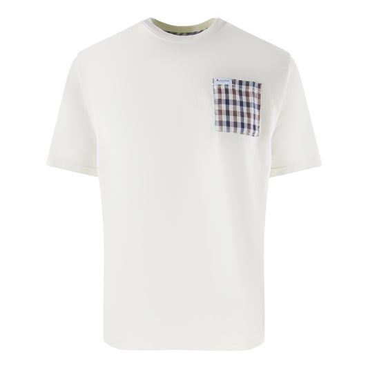 Aquascutum Active Club Check Pocket T-Shirt Old White