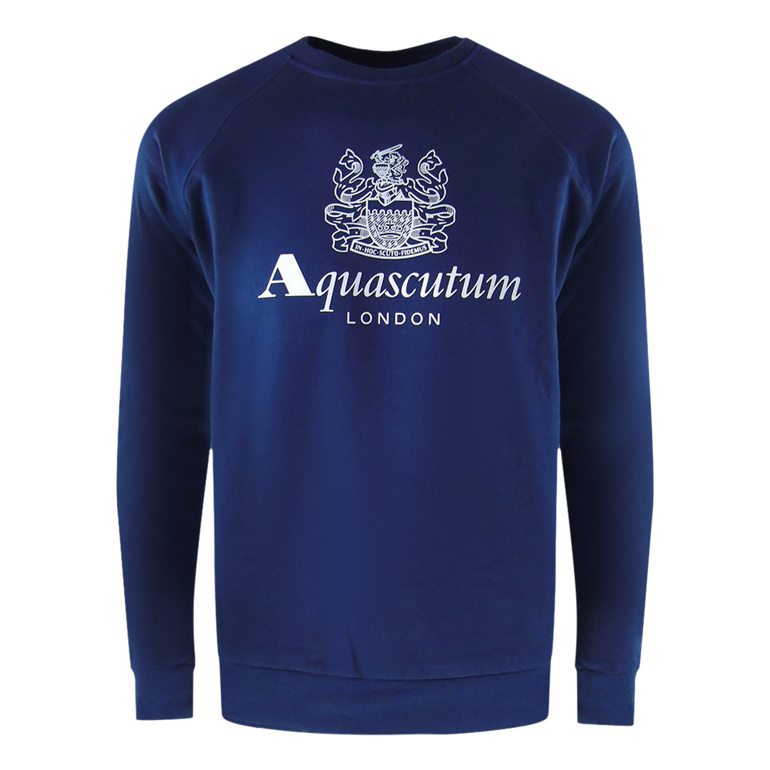 Aquascutum London Logo Crewneck Navy Blue Tracksuit Pants Set