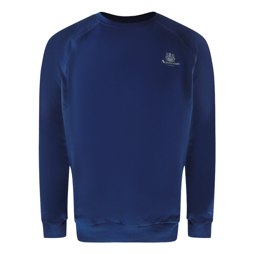 Aquascutum Small Iconic Crest Navy Blue Crew Neck Tracksuit Set