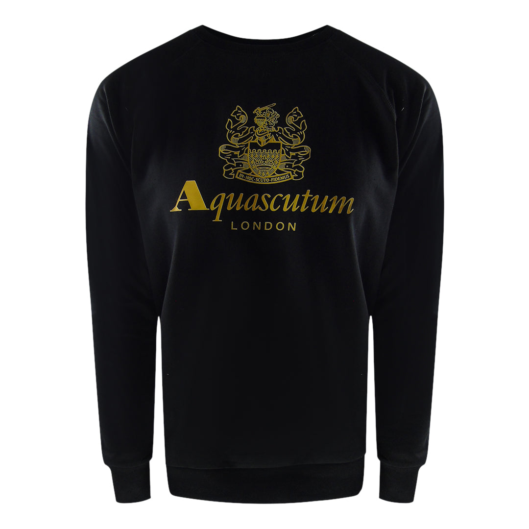 Aquascutum London Logo Crewneck Black Tracksuit Pants Set