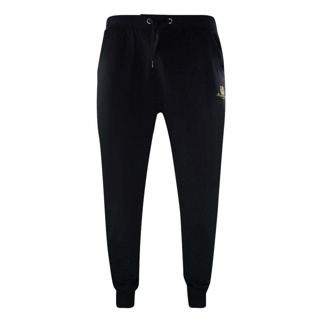 Aquascutum London Logo Crewneck Black Tracksuit Pants Set