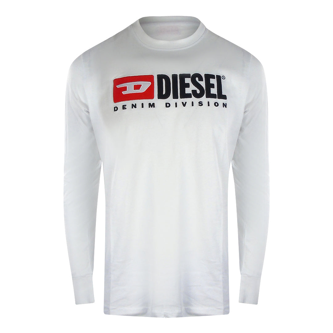 Diesel Denim Division Logo Long Sleeve White T-Shirt