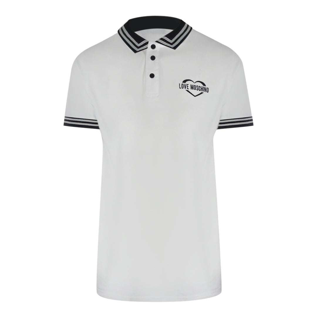 Love Moschino Twin Tipped Collar Love Logo White Polo Shirt