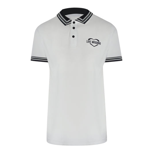 Love Moschino Twin Tipped Collar Love Logo White Polo Shirt