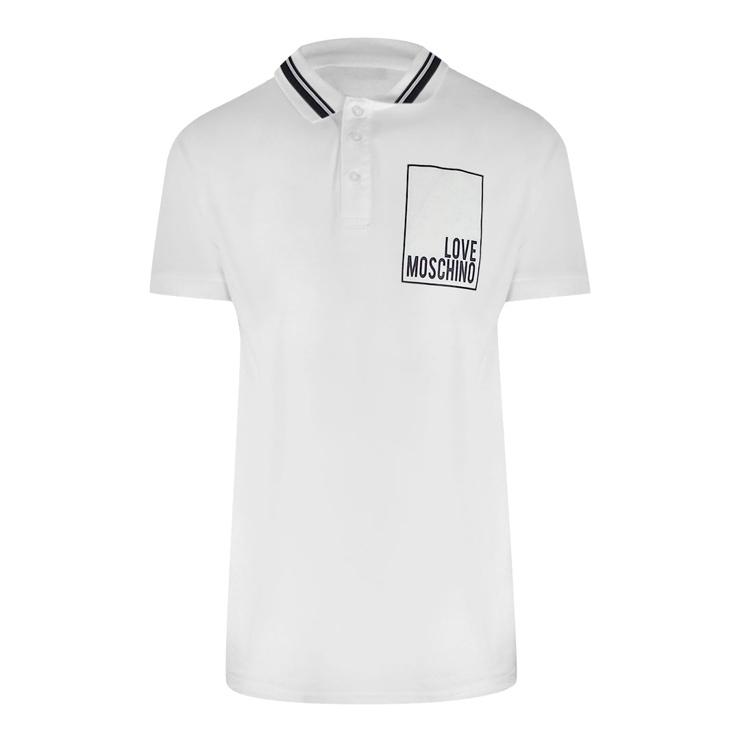 Love Moschino Box Logo White Polo Shirt