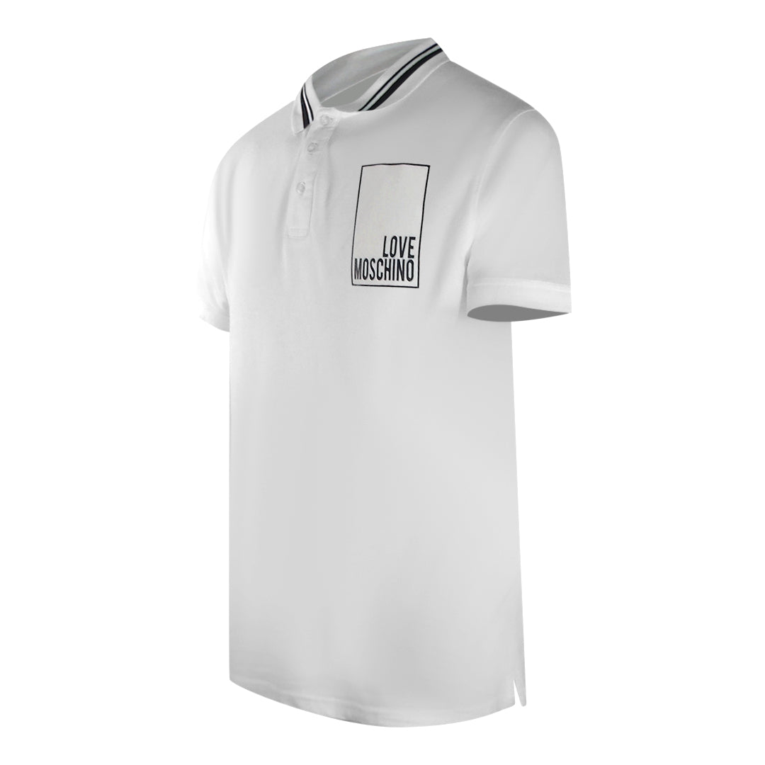 Love Moschino Box Logo White Polo Shirt