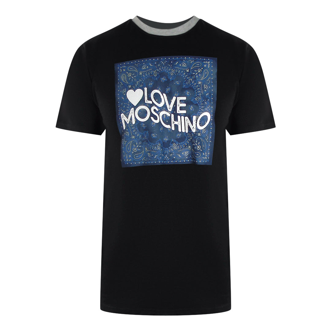 Love Moschino Paisley Print Logo Black T-Shirt
