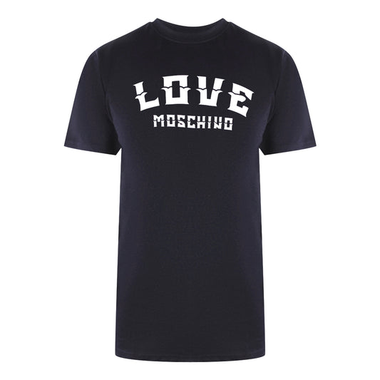 Love Moschino Bold Logo Navy Blue T-Shirt