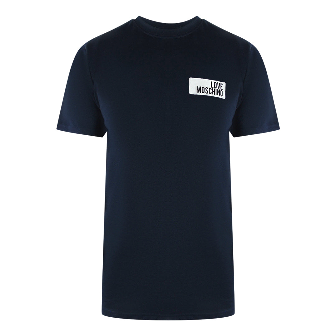 Love Moschino Block Logo Navy Blue T-Shirt