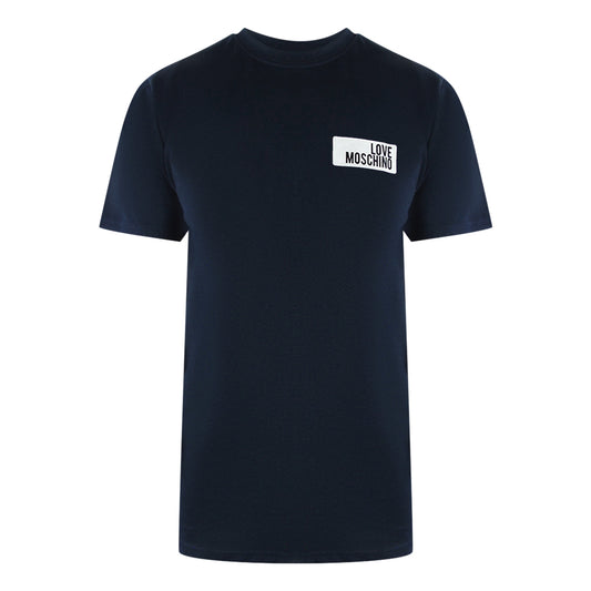 Love Moschino Block Logo Navy Blue T-Shirt