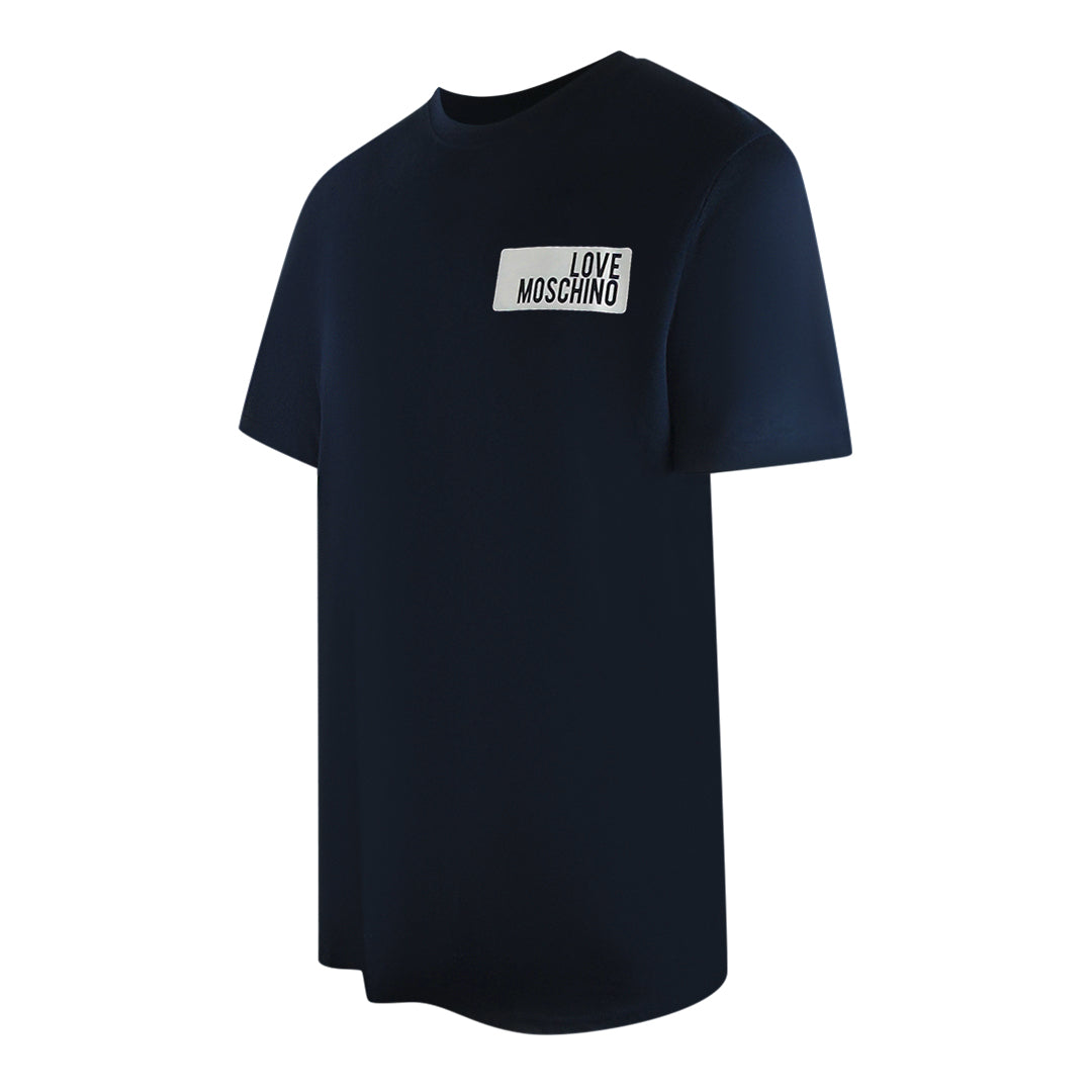 Love Moschino Block Logo Navy Blue T-Shirt