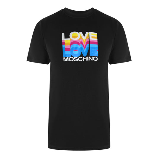 Love Moschino Multi Logo Black T-Shirt - Nova Clothing