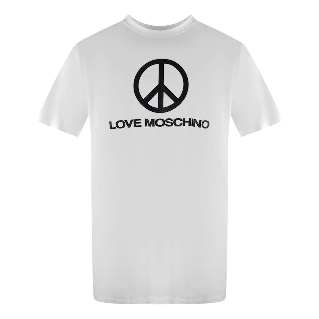 Love Moschino Peace Logo White T-Shirt