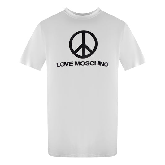 Love Moschino Peace Logo White T-Shirt