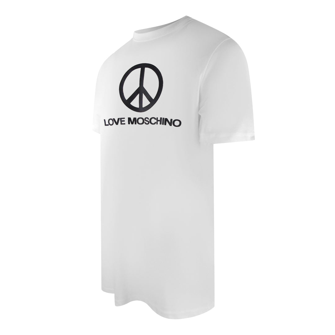 Love Moschino Peace Logo White T-Shirt