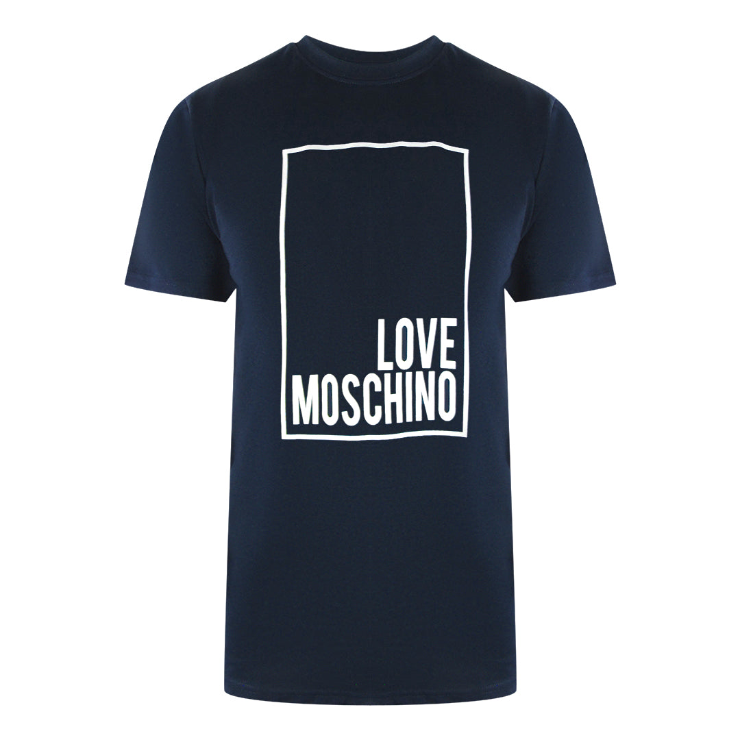 Love Moschino Box Logo Navy Blue T-Shirt