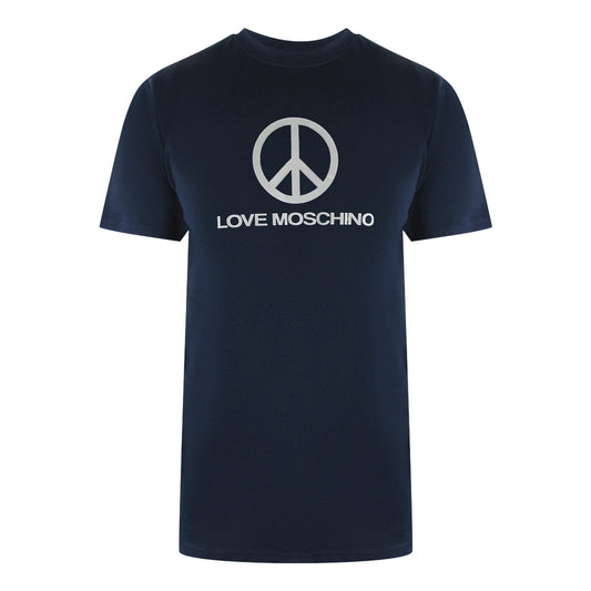 Love Moschino Peace Logo Navy Blue T-Shirt
