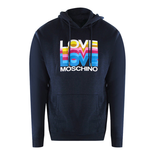 Love Moschino Multi Logo Navy Blue Hoodie