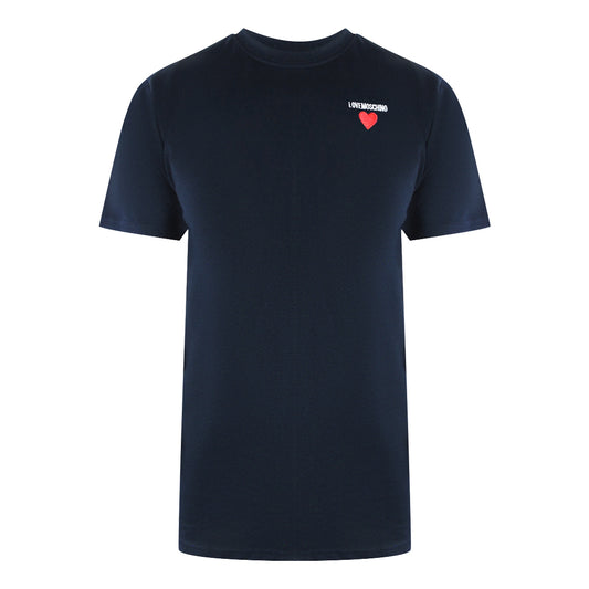 Love Moschino Small Heart Logo Navy Blue T-Shirt