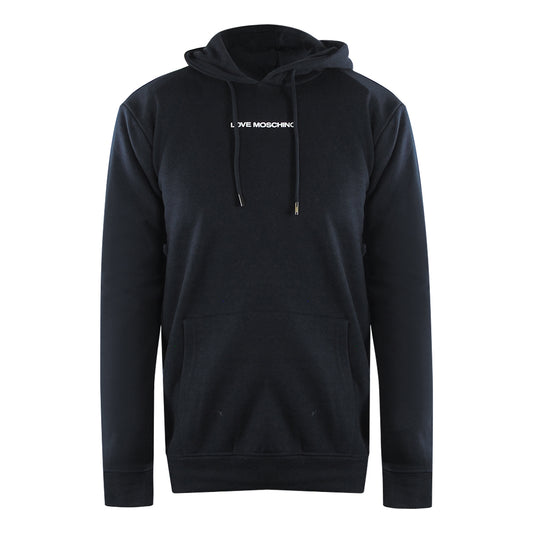 Love Moschino Plain Logo Black Hoodie
