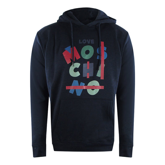 Love Moschino Jumble Logo Navy Blue Hoodie