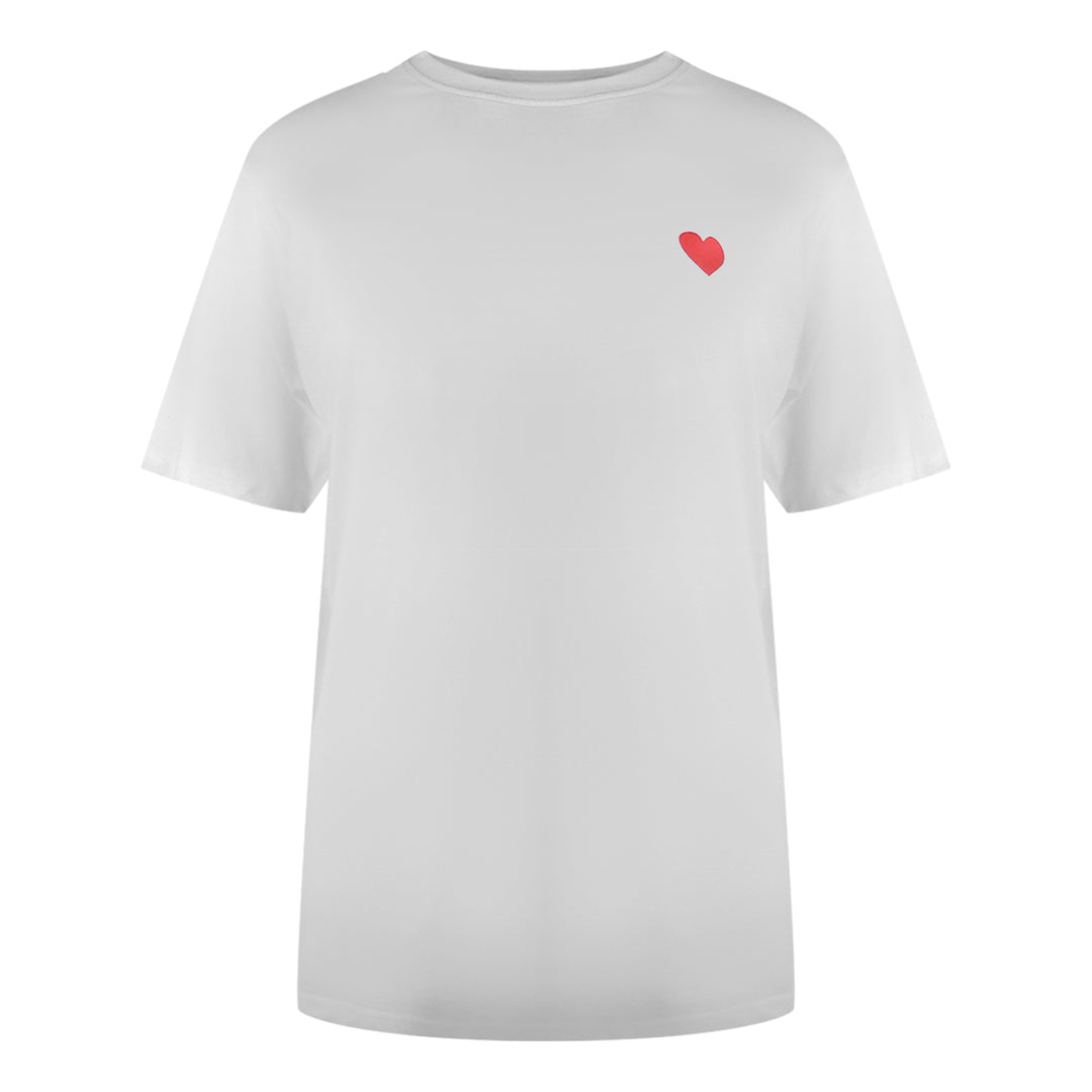 Love Moschino Small Red Heart Logo White T-Shirt