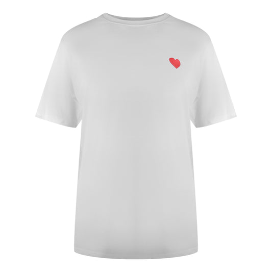 Love Moschino Small Red Heart Logo White T-Shirt