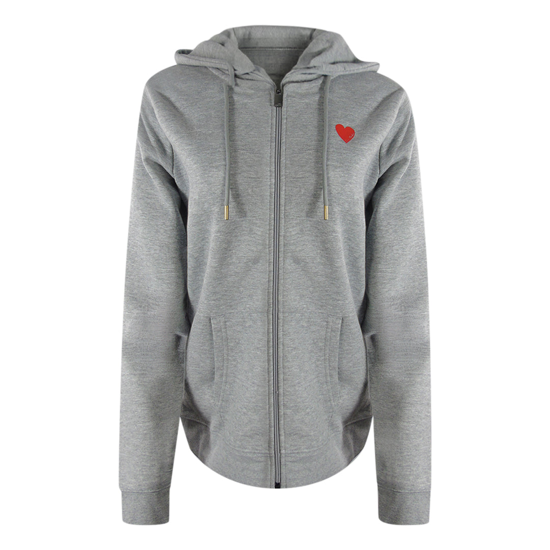 Love Moschino Small Red Heart Logo Grey Zip Hoodie