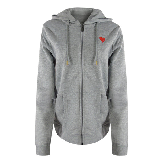 Love Moschino Small Red Heart Logo Grey Zip Hoodie