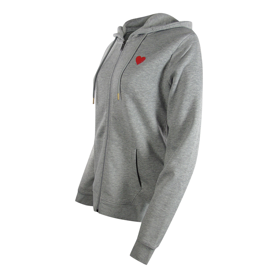 Love Moschino Small Red Heart Logo Grey Zip Hoodie