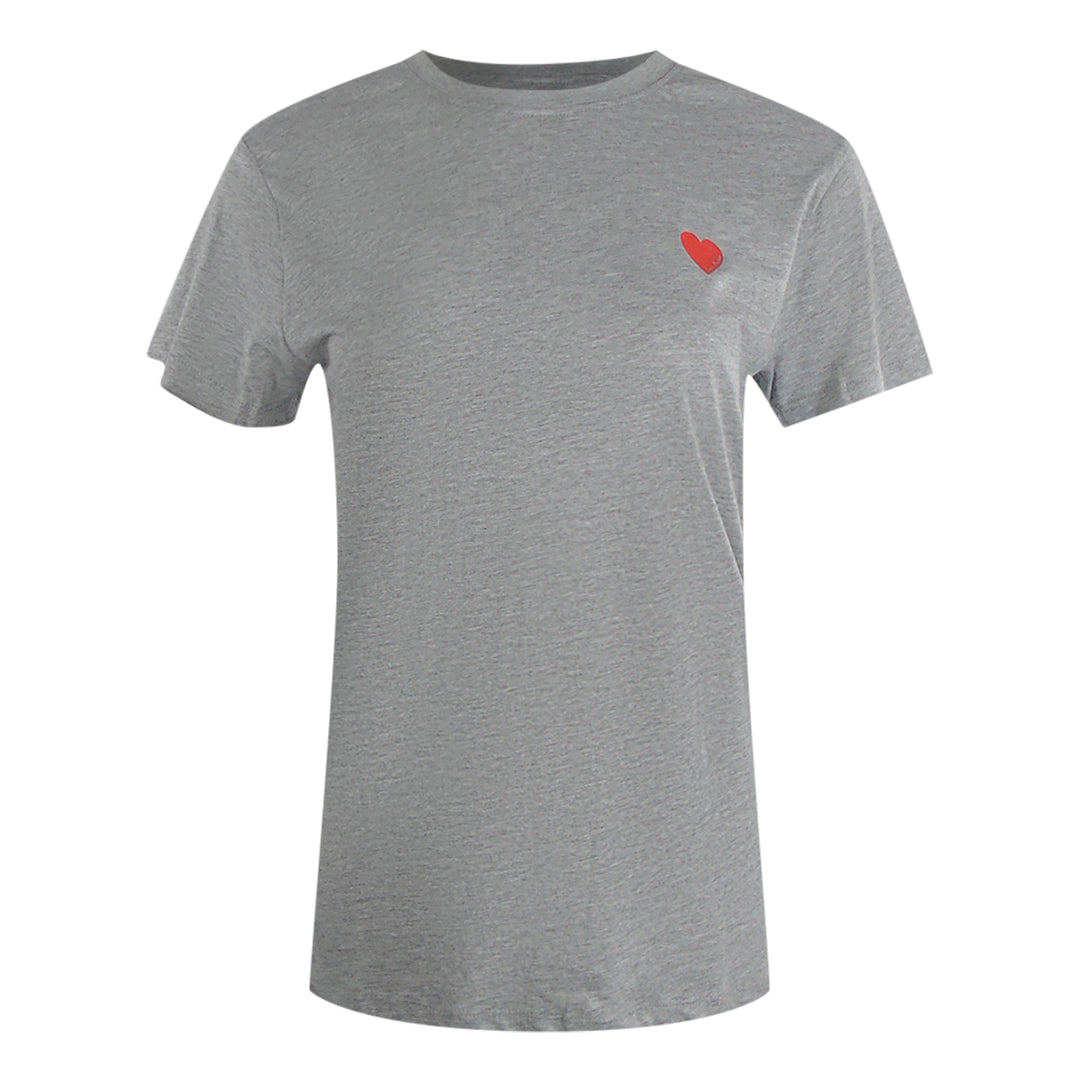 Love Moschino Small Red Heart Logo Grey T-Shirt