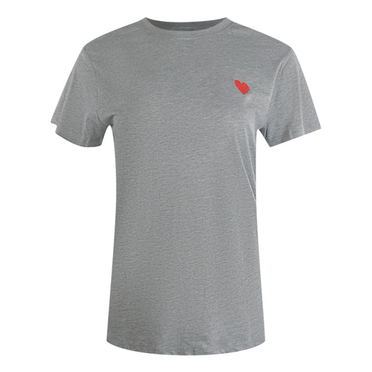 Love Moschino Small Red Heart Logo Grey T-Shirt