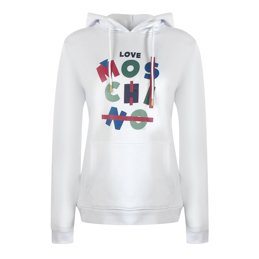 Love Moschino Jumble Logo White Hoodie