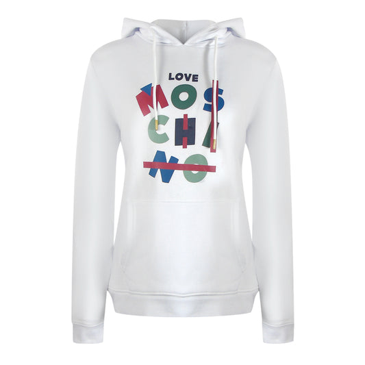 Love Moschino Jumble Logo White Hoodie