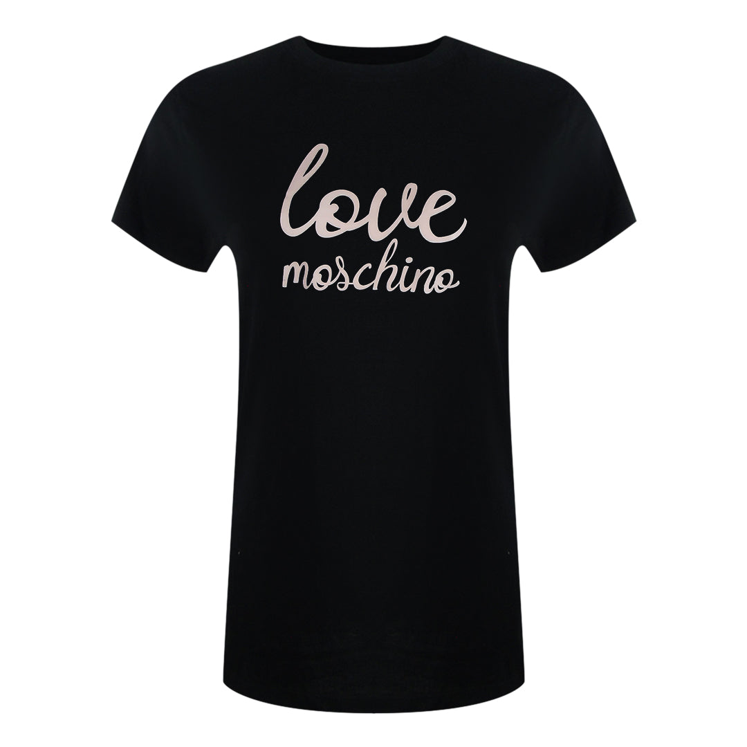 Love Moschino Bold Pink Logo Black T-Shirt