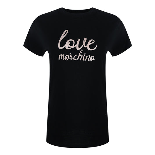 Love Moschino Bold Pink Logo Black T-Shirt